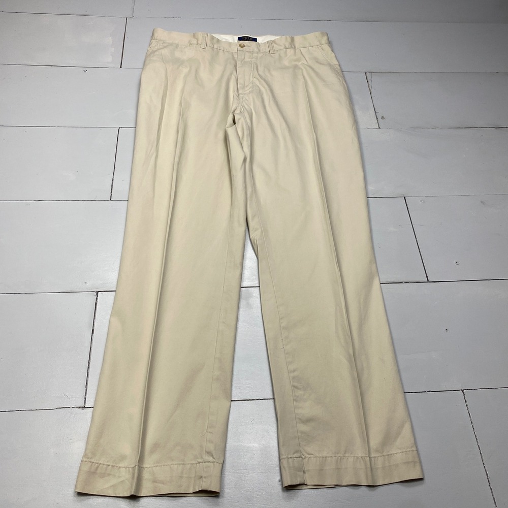 Polo Ralph Lauren Chino Pants Mens 36x32 Tan Beige Cotton Twill Straight Leg